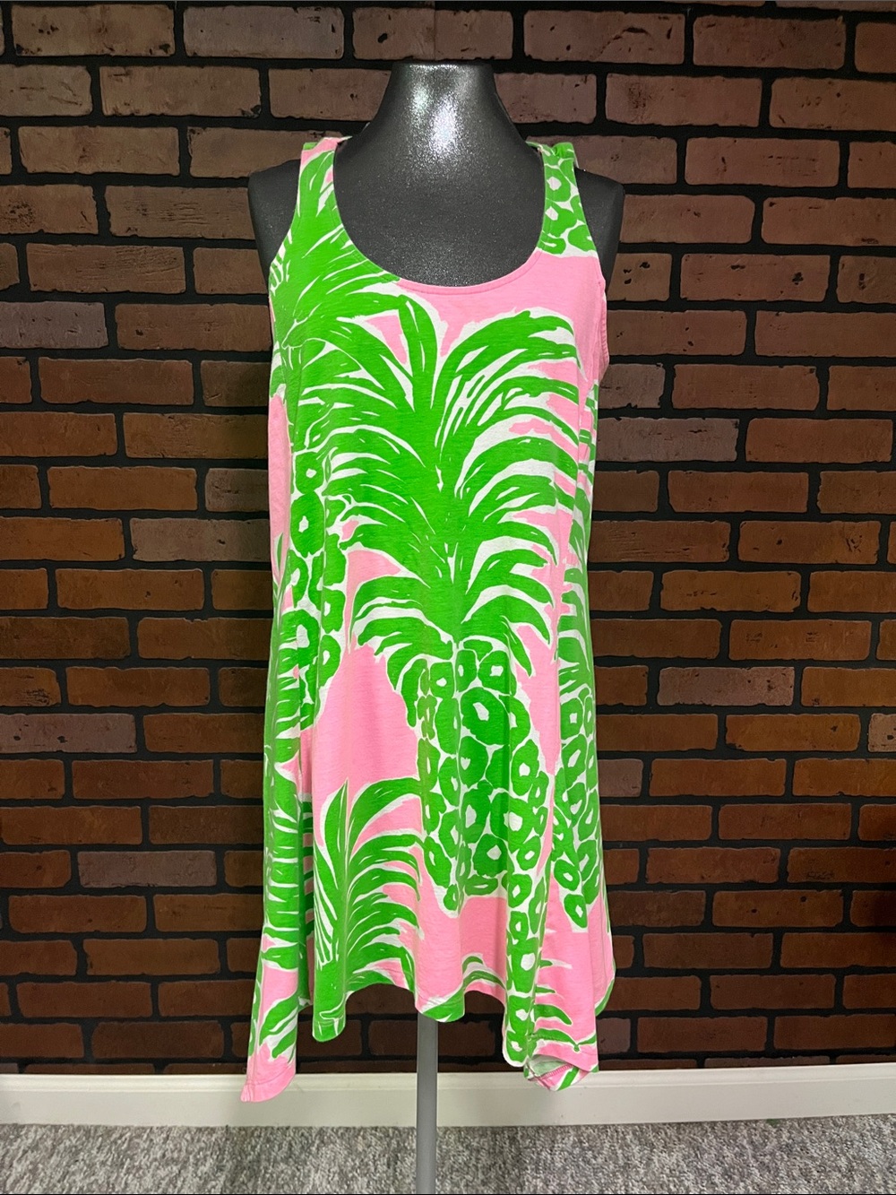 Lilly Pulitzer Green Pineapple Print Tank Dress ladies M